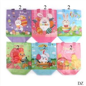 Dozen Easter Bunny Tote Bags - Pastel Holiday Gift Bag